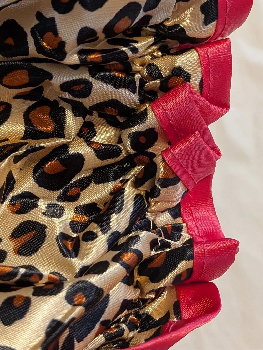 Leopard Print Shower Cap with Hot Pink Trim
